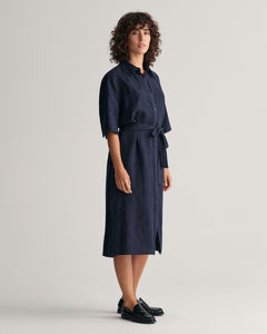 Rel Linen Ss Shirt Dress - Evening Blue