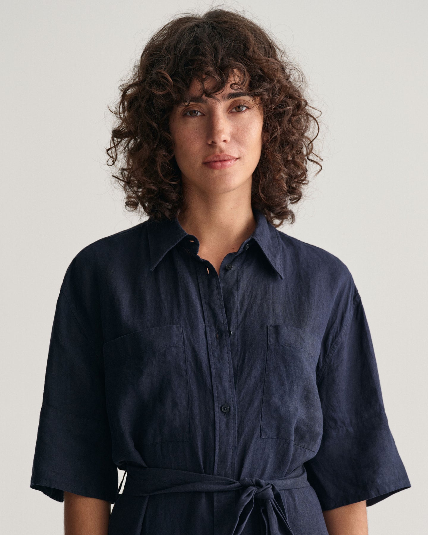 Rel Linen Ss Shirt Dress - Evening Blue