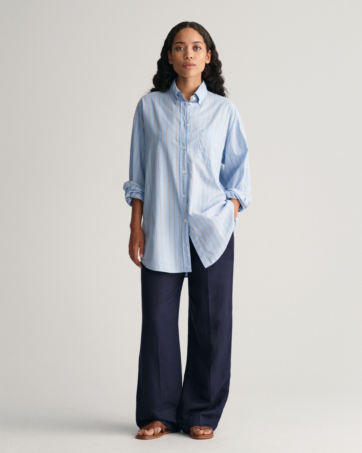 Rel Linen Blend Pull On Pants - Evening Blue