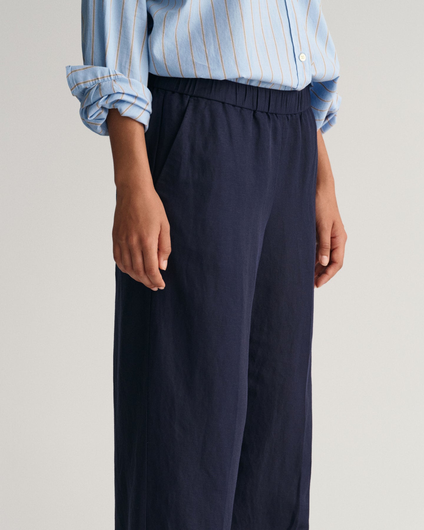 Rel Linen Blend Pull On Pants - Evening Blue