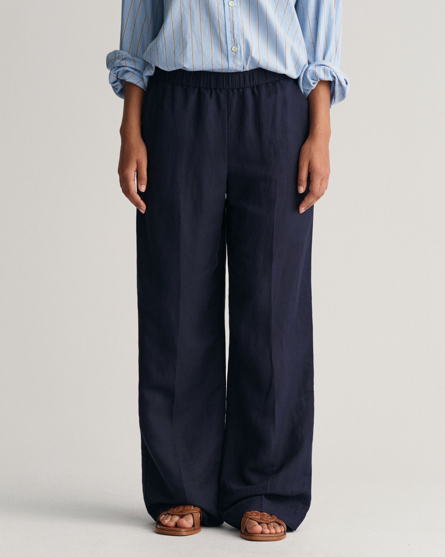 Rel Linen Blend Pull On Pants - Evening Blue
