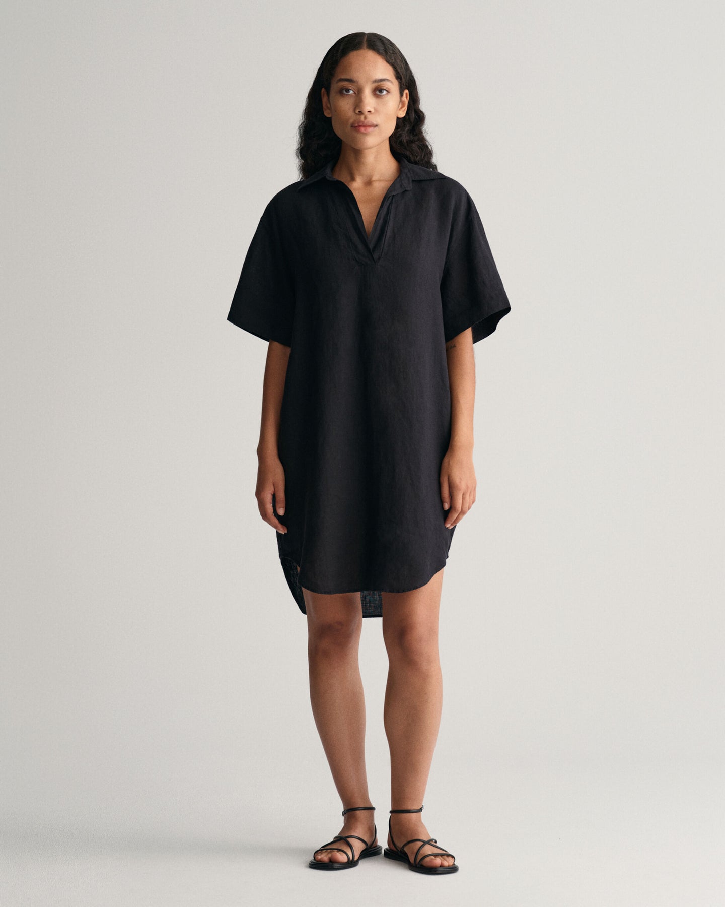 Rel Ss Linen Caftan - Ebony Black