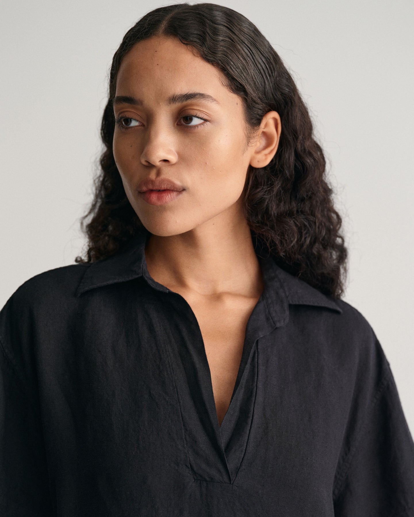 Rel Ss Linen Caftan - Ebony Black