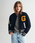 Gant Varsity Knitted Jacket - Evening Blue