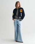 Gant Varsity Knitted Jacket - Evening Blue