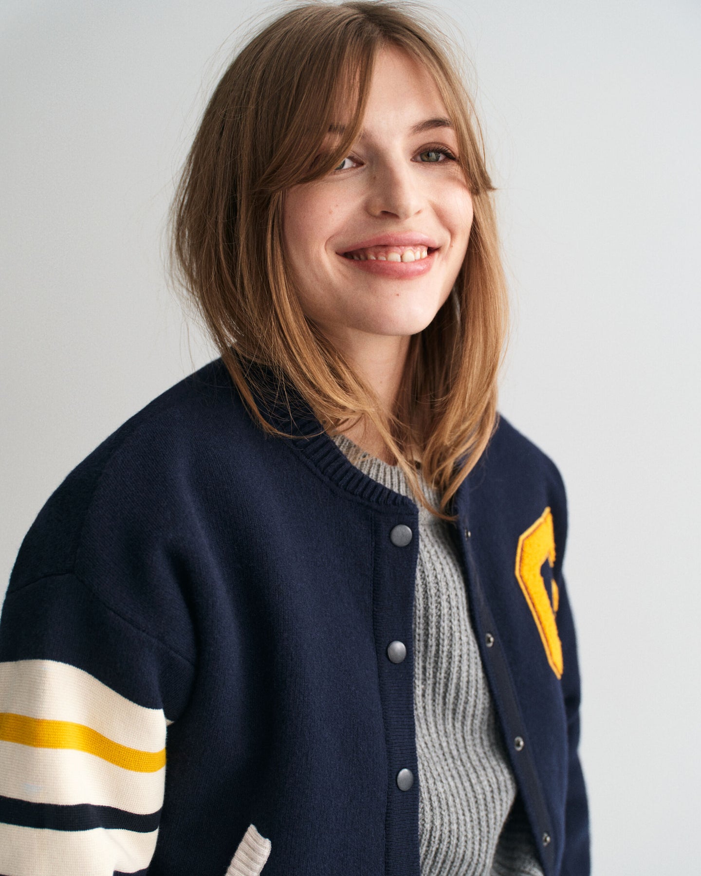 Gant Varsity Knitted Jacket - Evening Blue