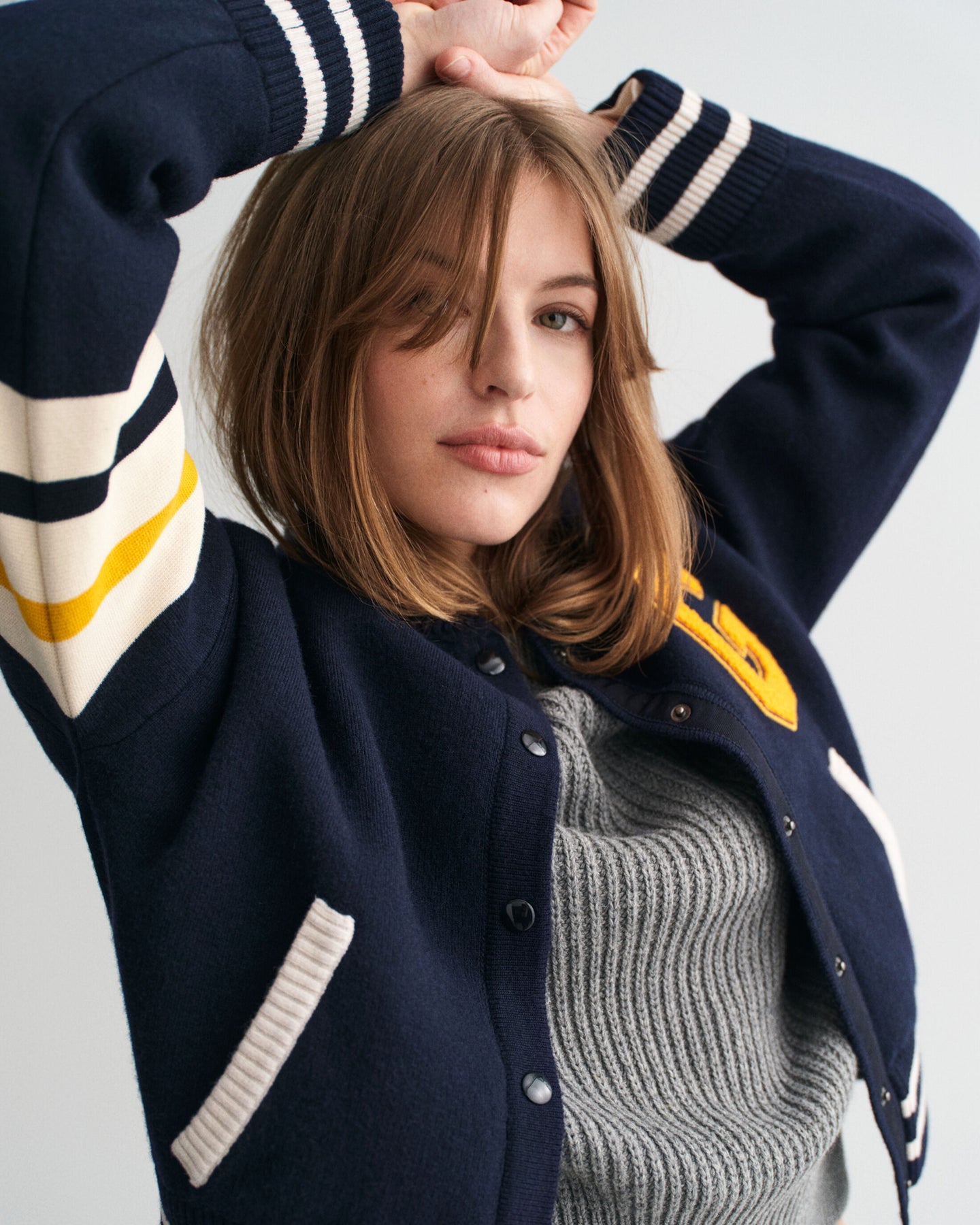Gant Varsity Knitted Jacket - Evening Blue