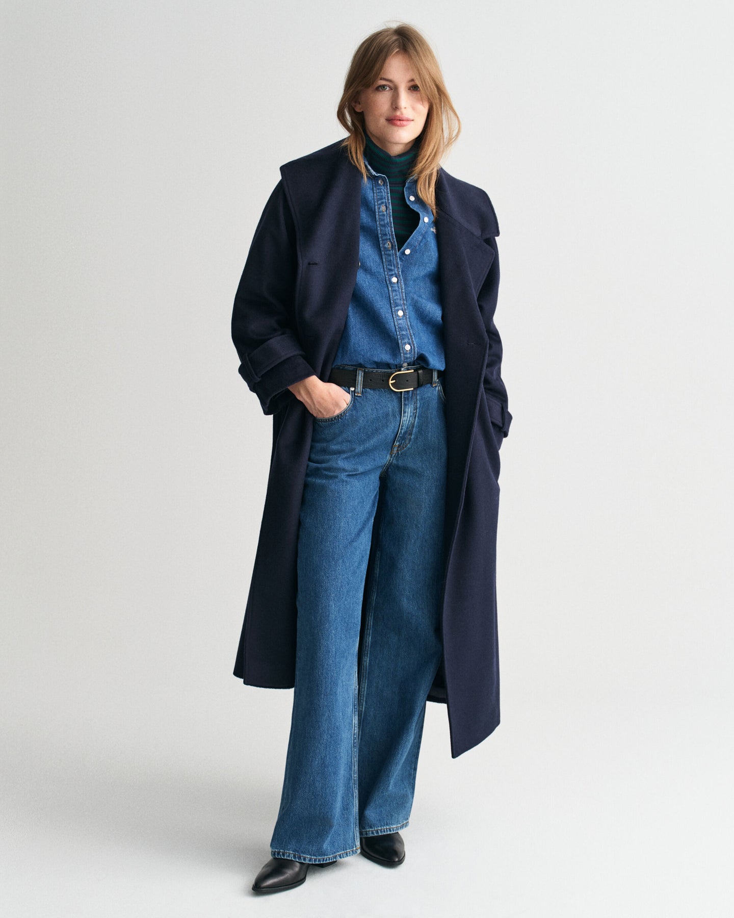 Wool Trench Coat - Evening Blue