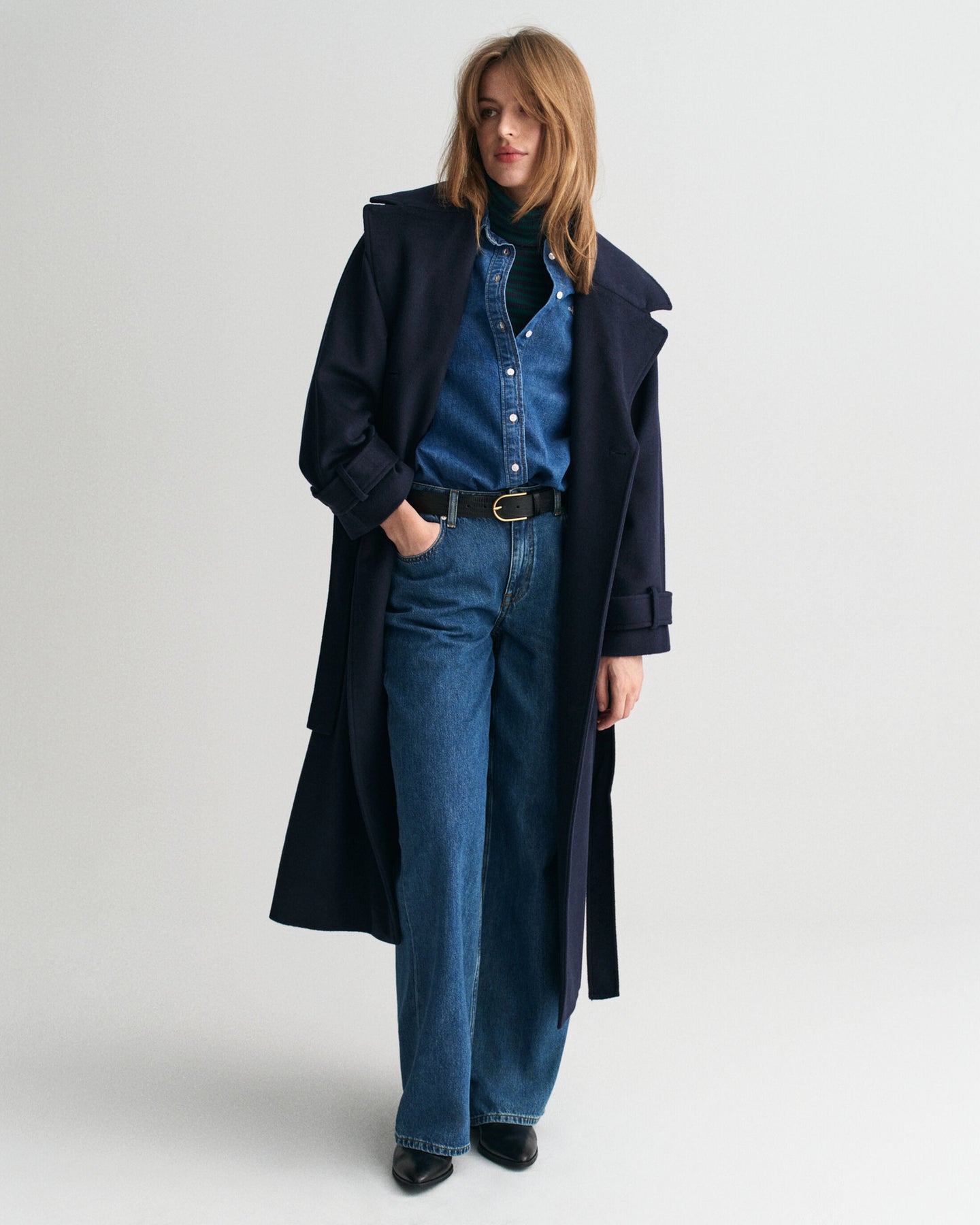 Wool Trench Coat - Evening Blue