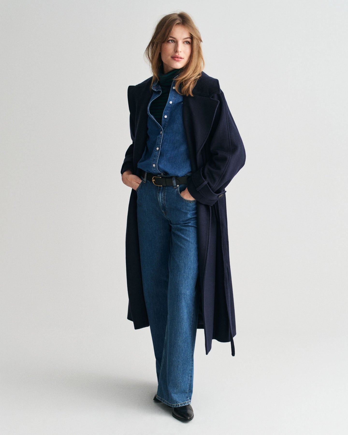 Wool Trench Coat - Evening Blue