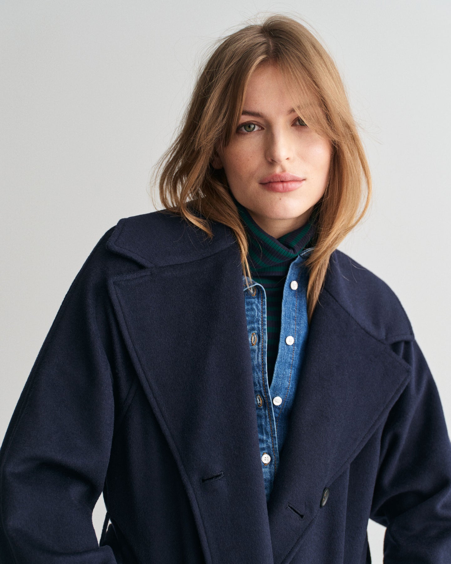 Wool Trench Coat - Evening Blue