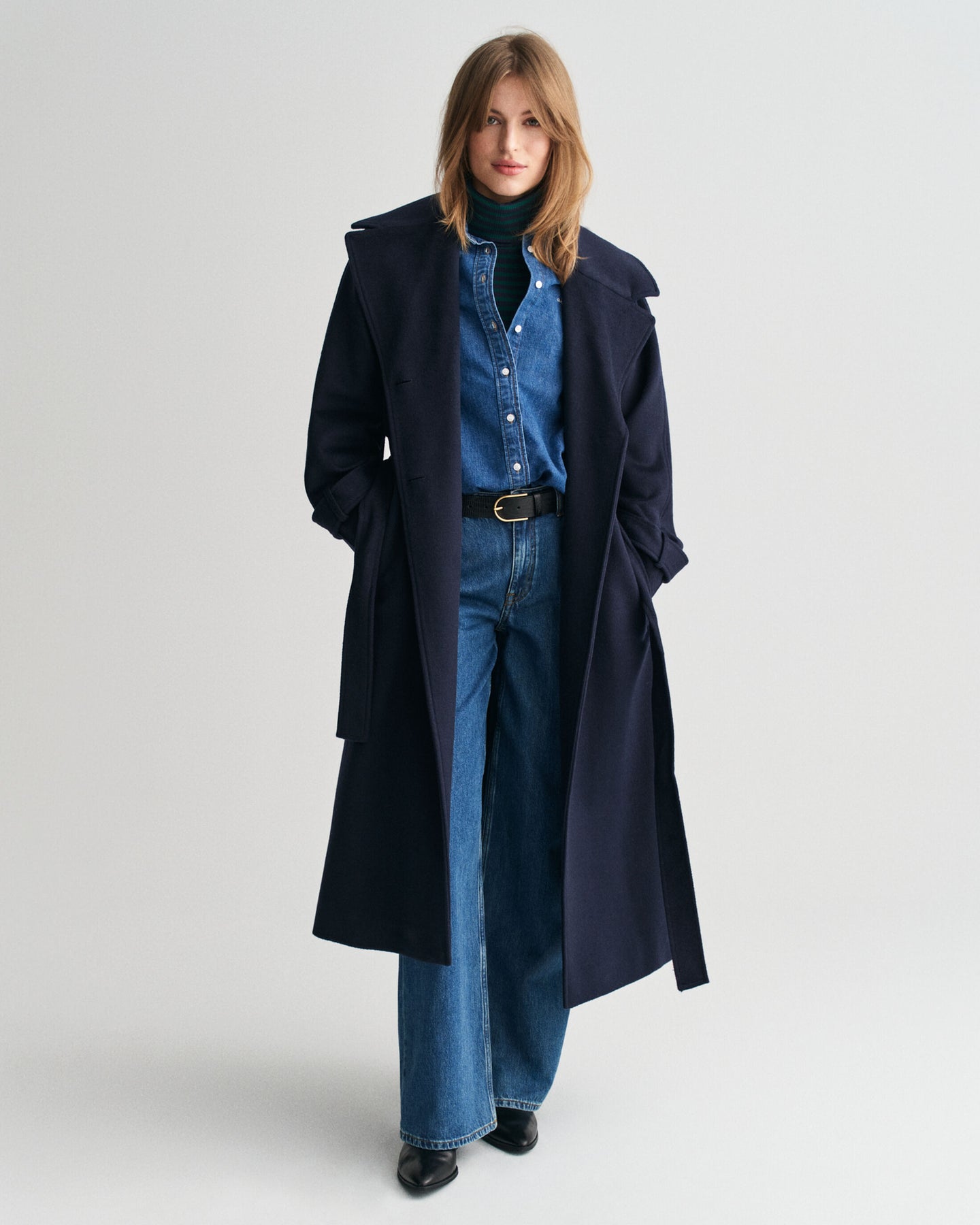 Wool Trench Coat - Evening Blue