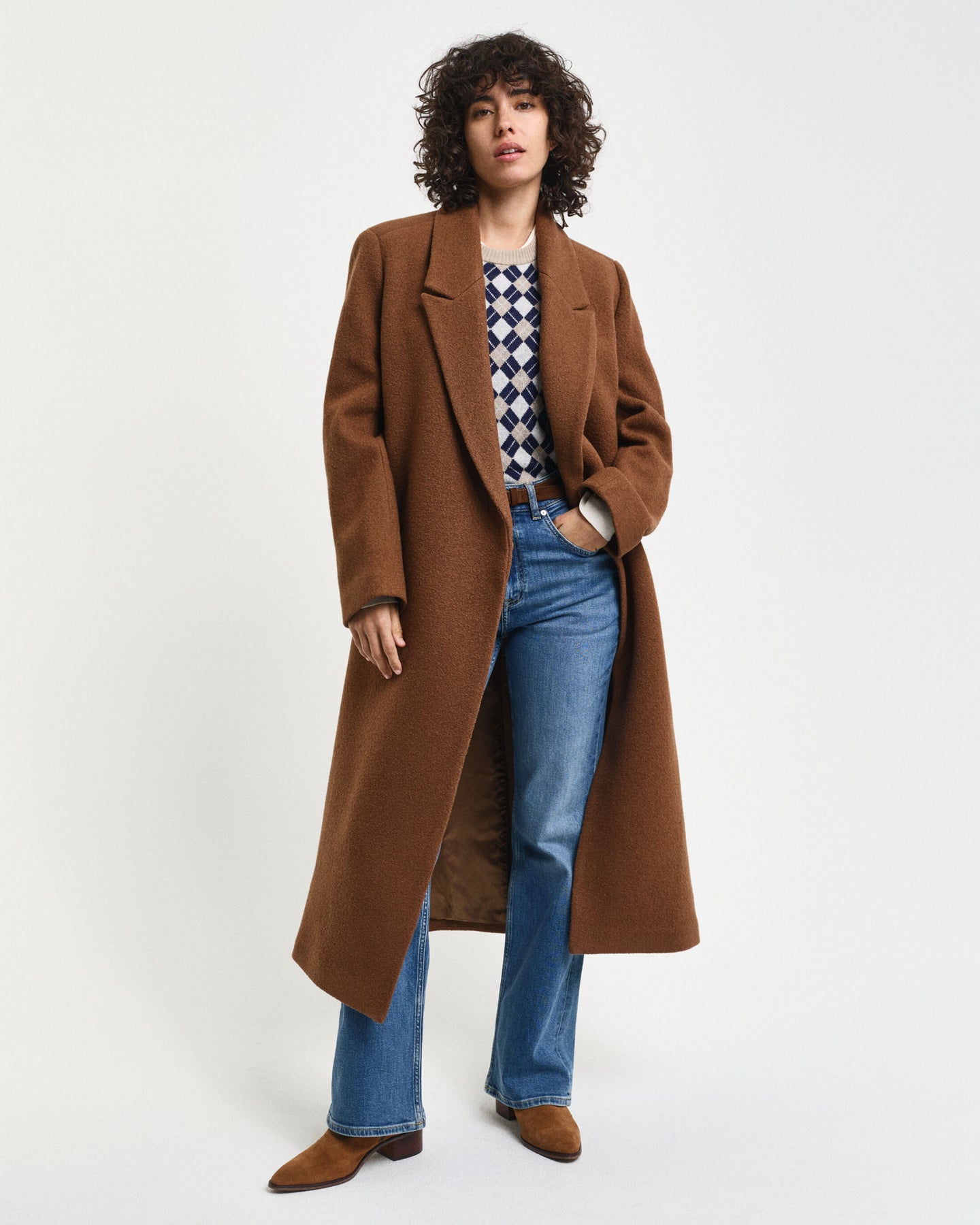 Textured Wrap Coat - Cacao