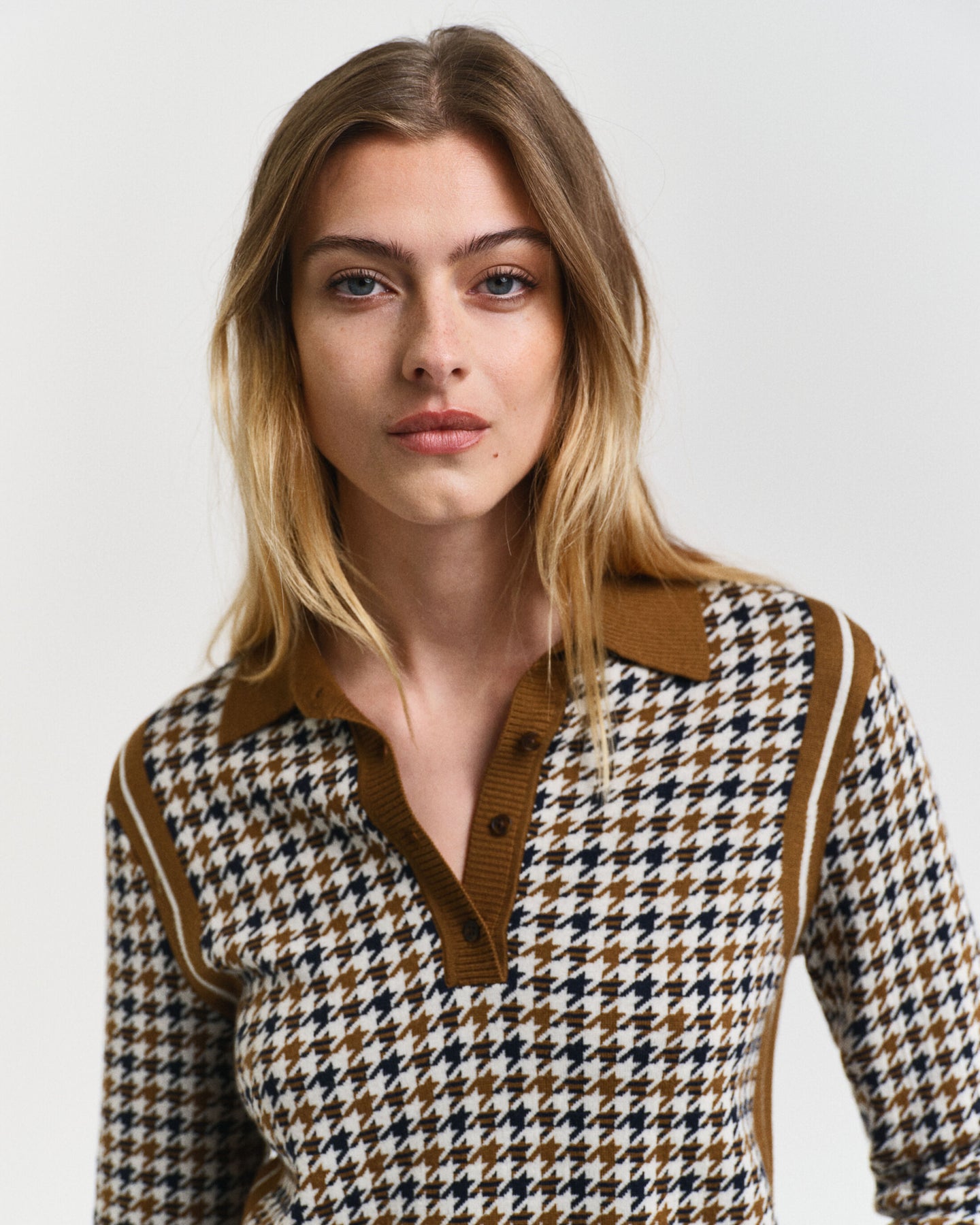 Houndstooth Jacquard Polo - Cacao
