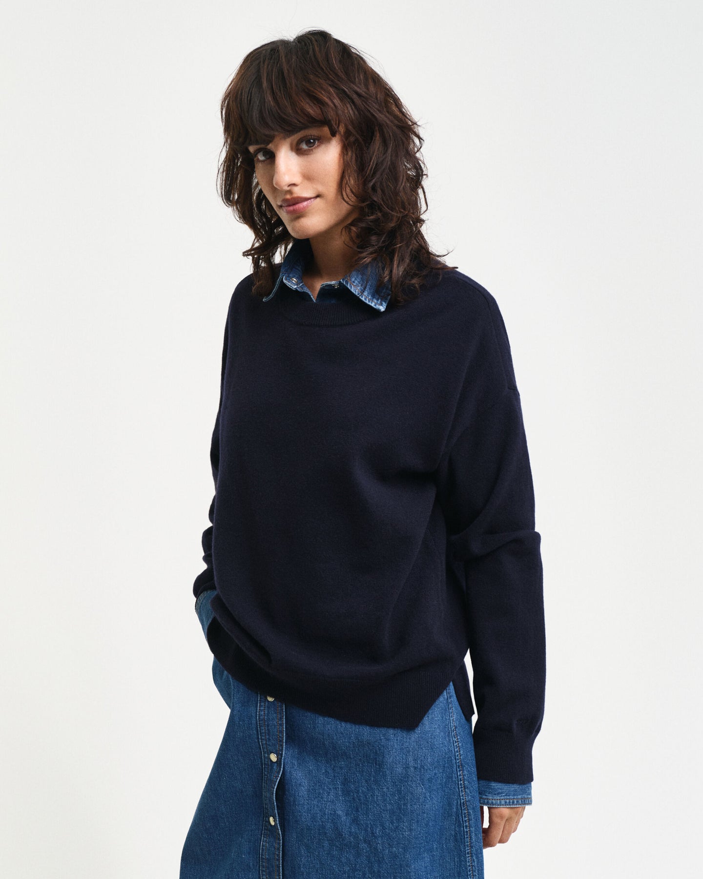 Superfine Lambswool C-Neck - Evening Blue