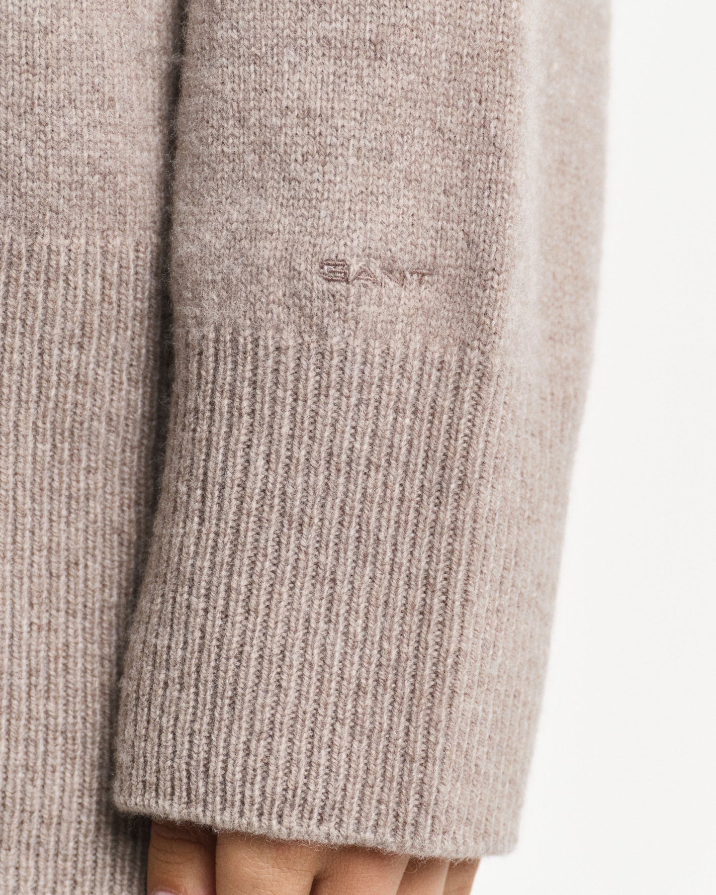 Herringbone Detail Rollneck - Warm Grey