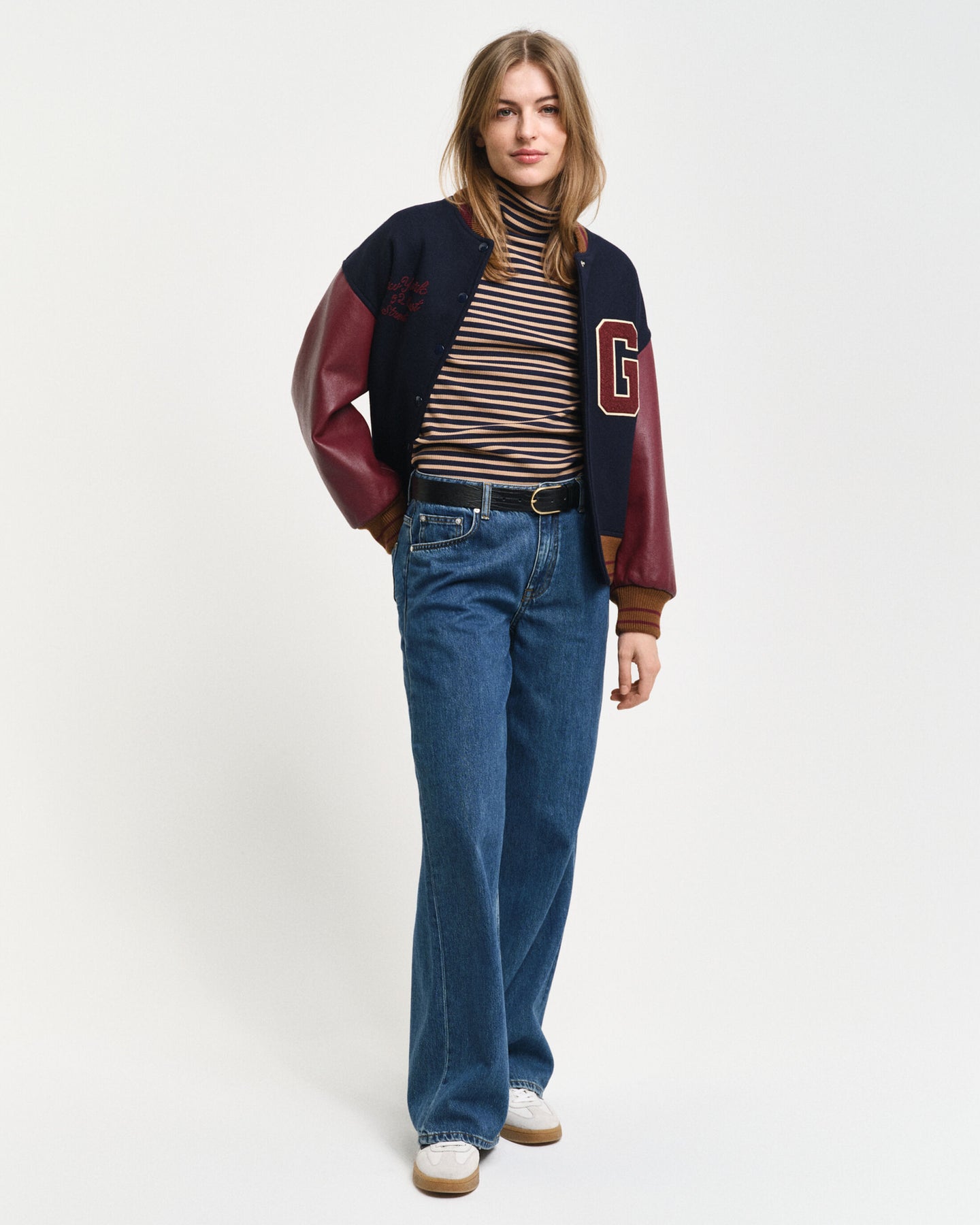 GANT Slim Striped Rib Turtleneck - Caramel Beige