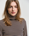 GANT Slim Striped Rib Turtleneck - Caramel Beige