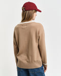 Superfine Lambswool Cont V-Neck - Caramel Beige
