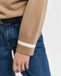 Superfine Lambswool Cont V-Neck - Caramel Beige