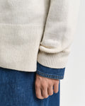 Herringbone Detail C-Neck - Cream