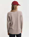 Herringbone Detail C-Neck - Warm Grey