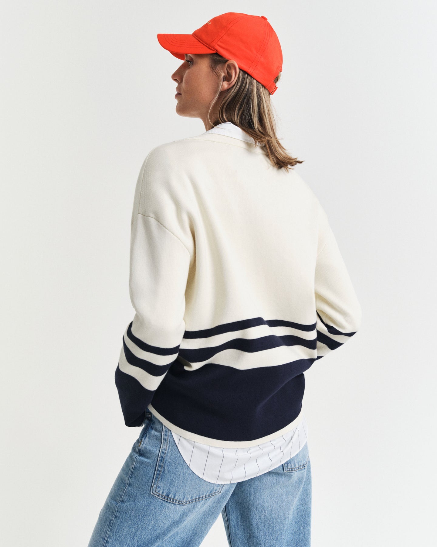 Gant Varsity V-Neck Kofta - Kräm