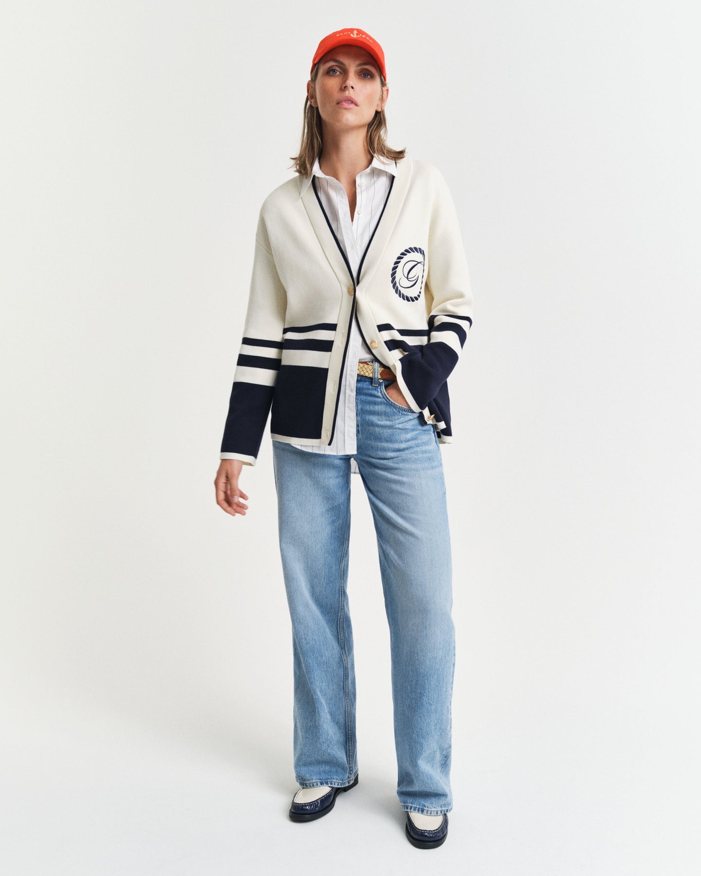 Gant Varsity V-Neck Kofta - Kräm