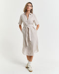 Reg Linen SS Skjortklänning - Dry Sand