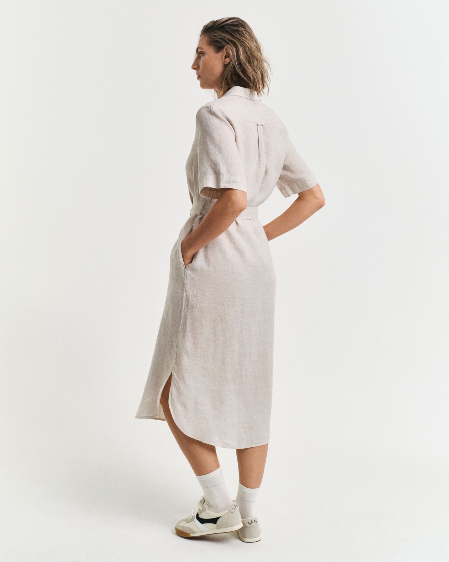 Reg Linen SS Skjortklänning - Dry Sand