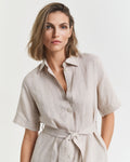 Reg Linen SS Skjortklänning - Dry Sand