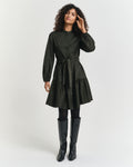 Cotton Satin Ls Dress - Green Lagoon