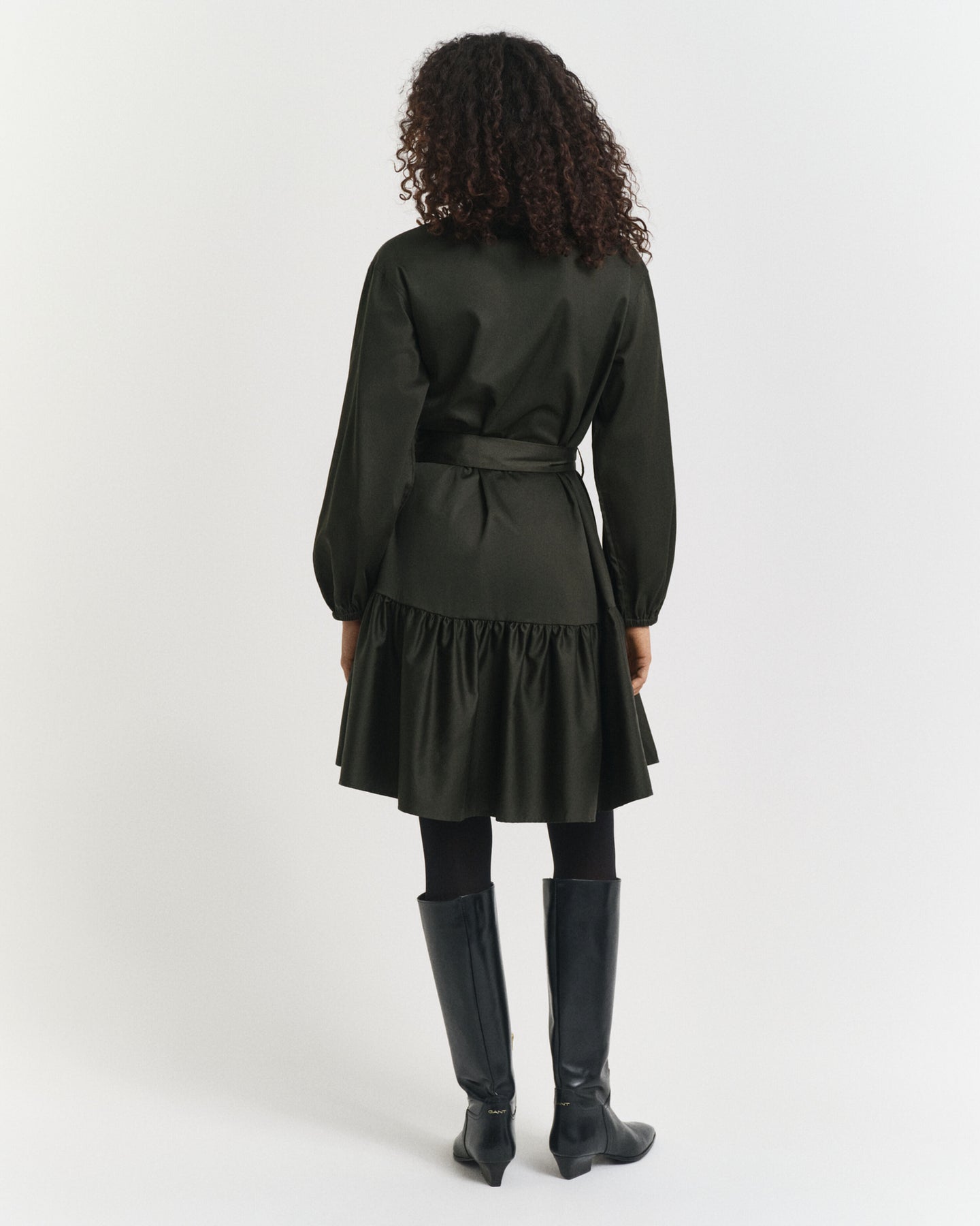Cotton Satin Ls Dress - Green Lagoon