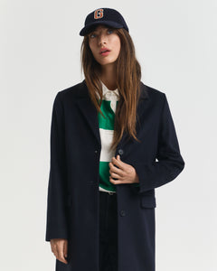 Classic Tailored Wool Blend Coat - Evening Blue