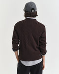 GANT Lambswool Cable C-Neck - Deep Brown