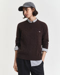 GANT Lambswool Cable C-Neck - Deep Brown