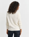 Boucle C-Neck Kofta - Krämvit