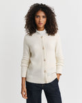 Boucle C-Neck Kofta - Krämvit