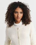 Boucle C-Neck Kofta - Krämvit