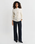 Boucle C-Neck Kofta - Krämvit