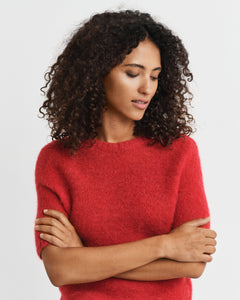Mohair Blend Ss C-Neck - Ruby Red