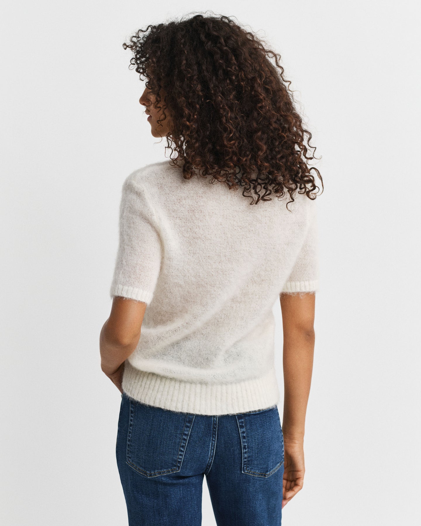 Mohair Blend Ss C-Neck - Krämvit