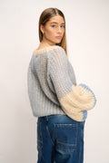 Liana Knit Sweater - Dusty Blue Cream