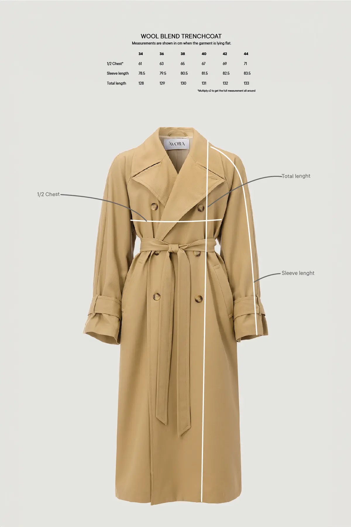 Trenchcoat i ullblandning - Beige