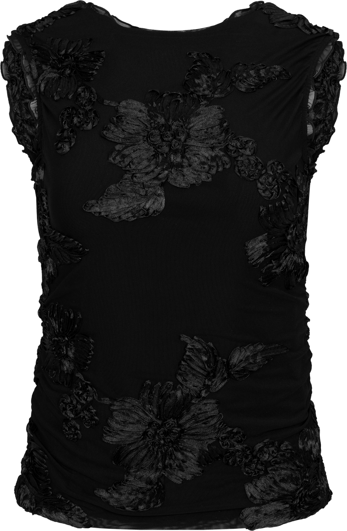 Miraic Mesh Top - Svart Blomma