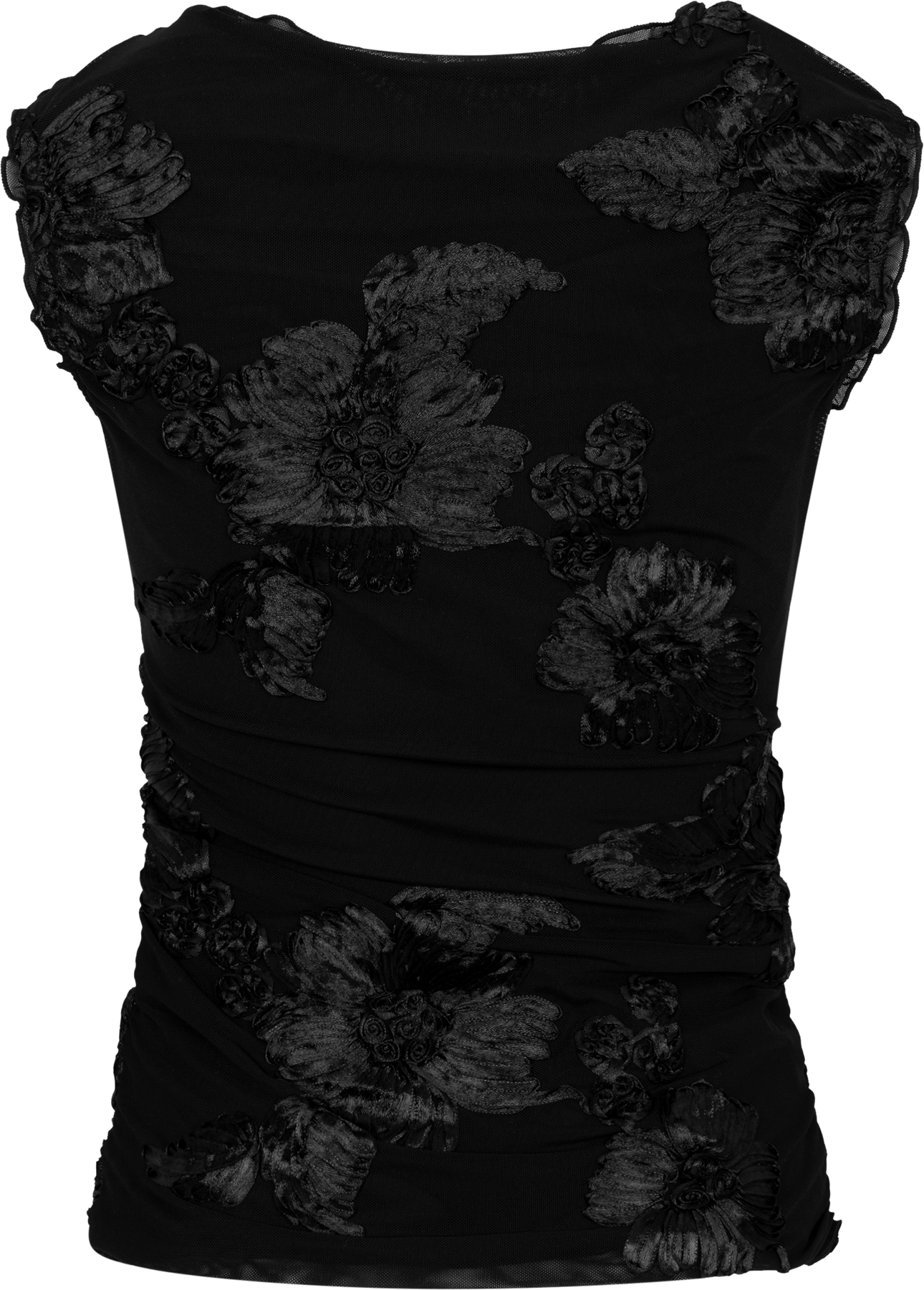 Miraic Mesh Top - Svart Blomma