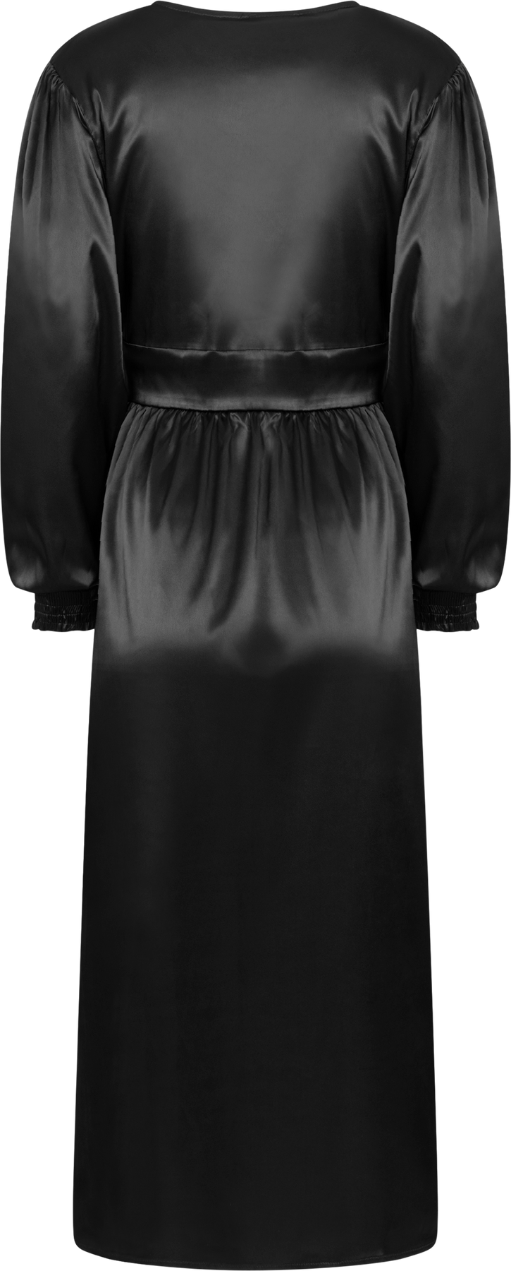 Adelic Long Dress - Black Satin