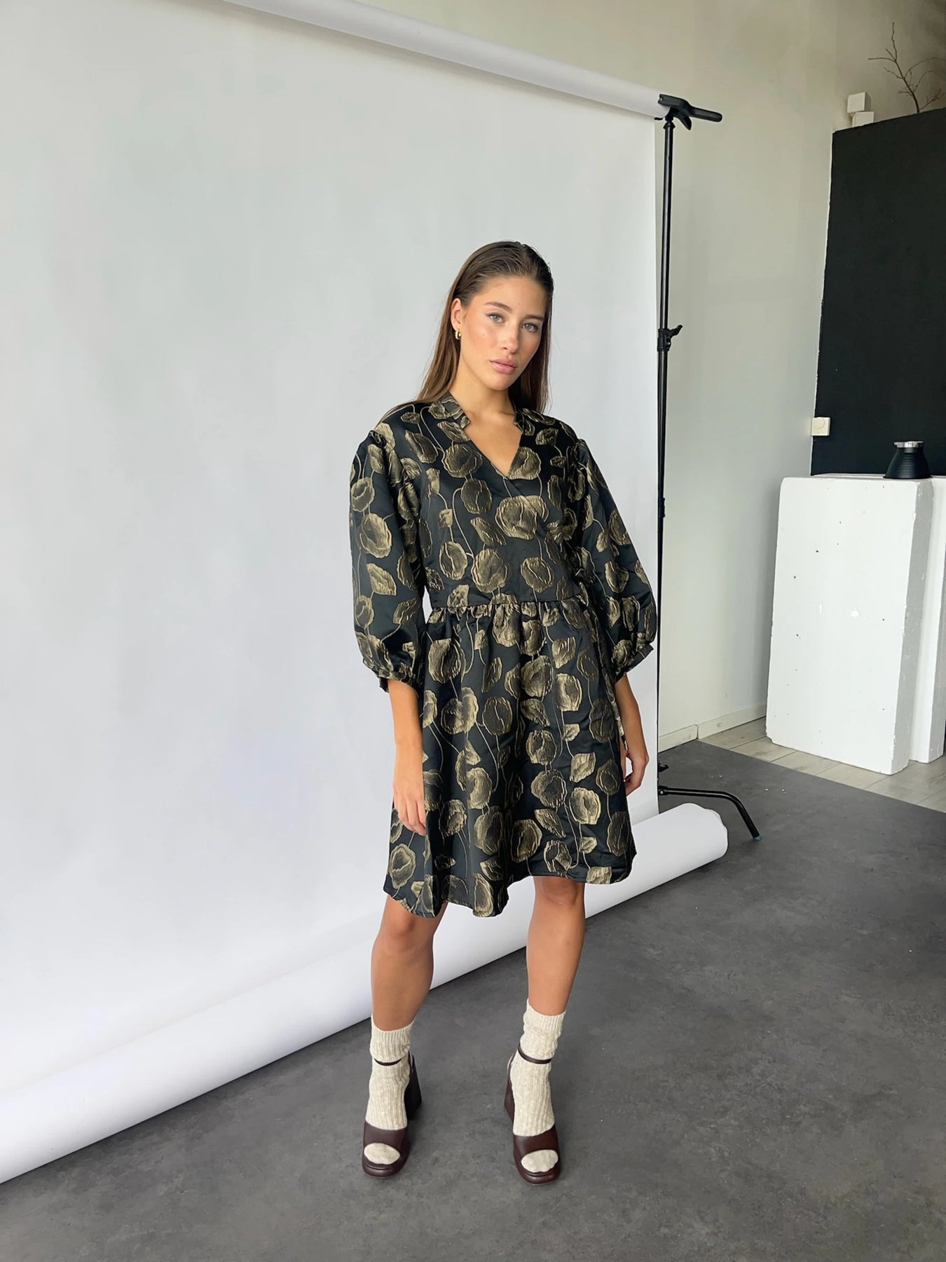 Pina Aya Wrap Dress - Gold Mix