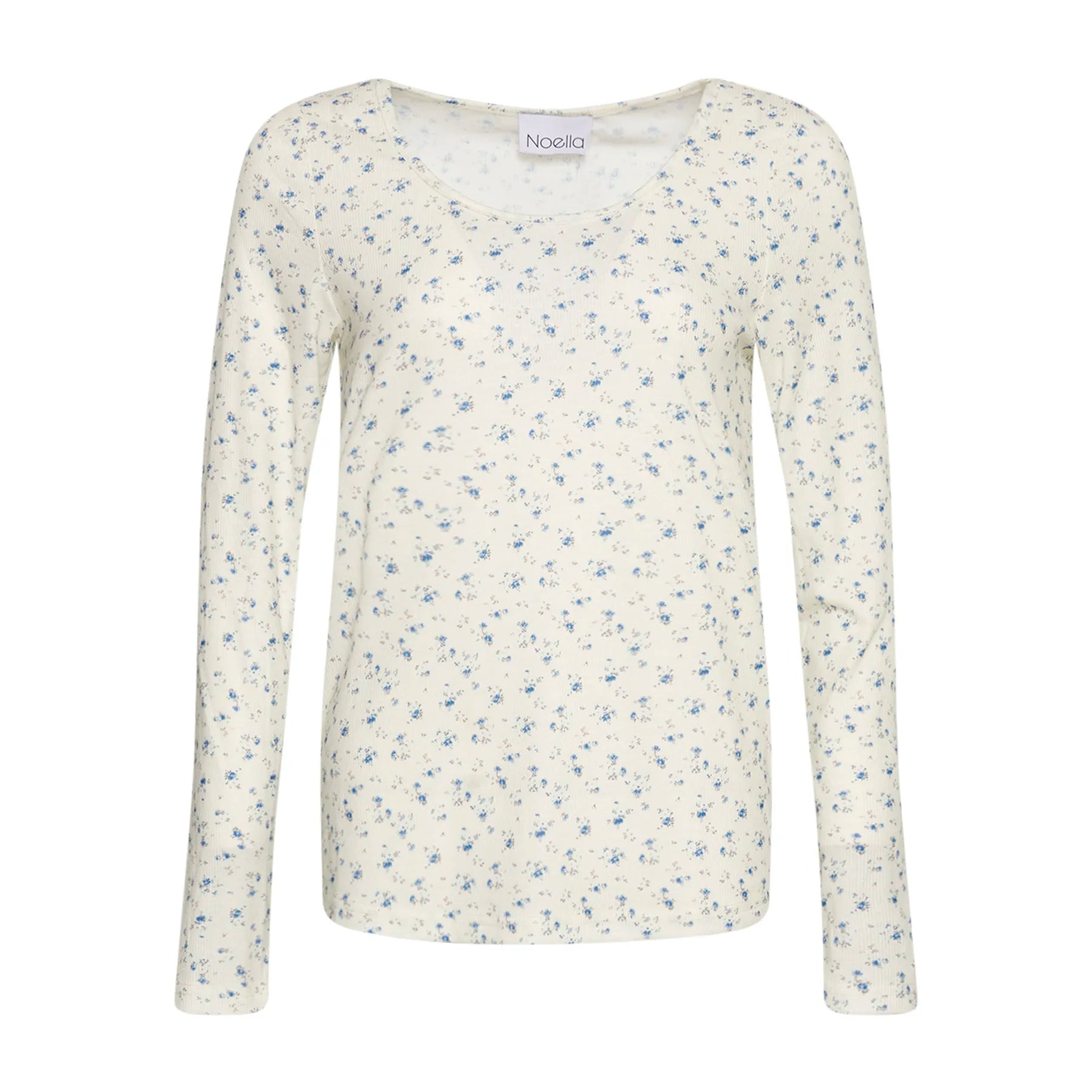 Riju O-Neck Tee - Cream/Blue Flower
