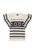 Penelope - Oat Navy Crochet Stripe